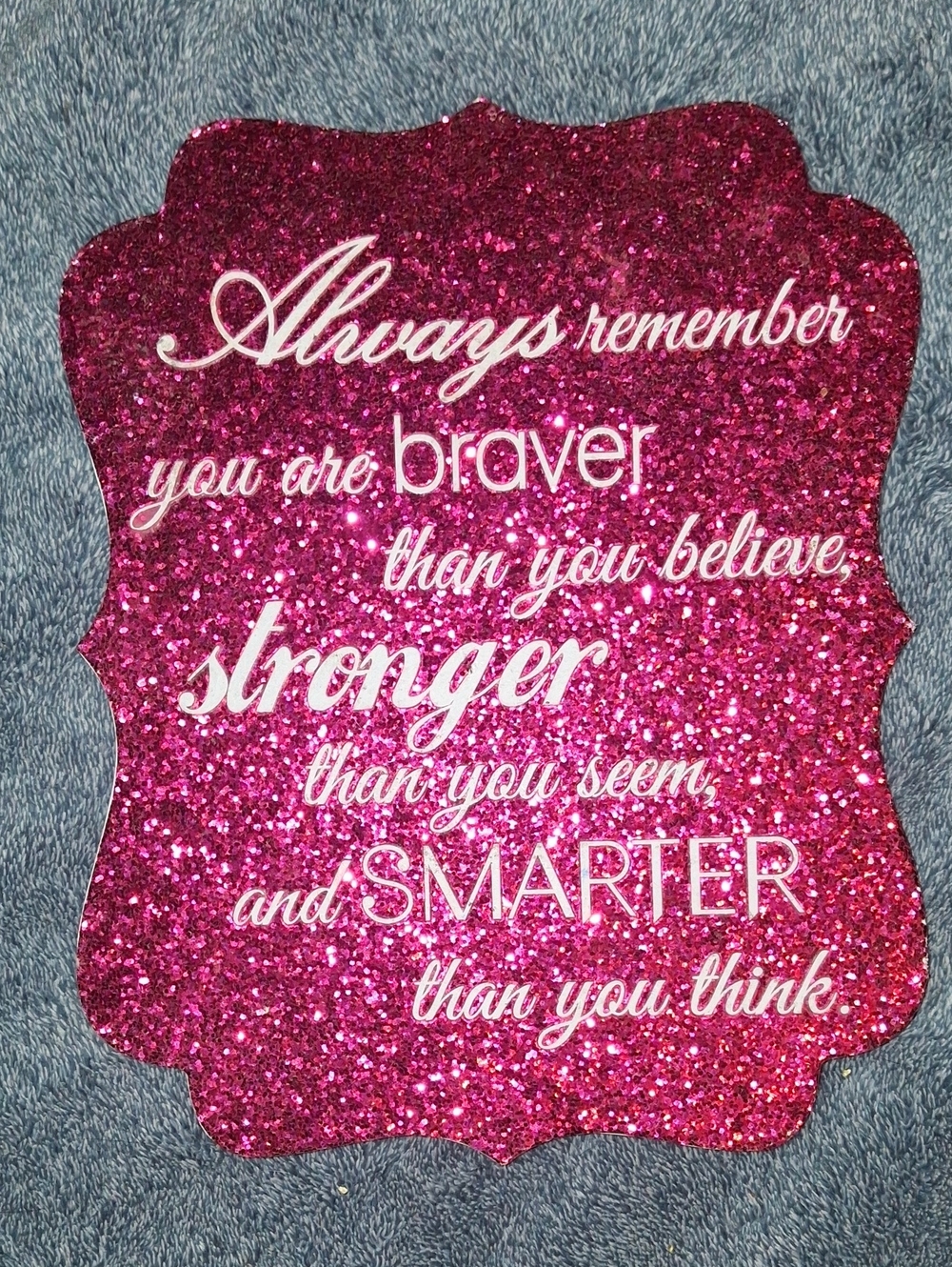 Pink Glitter Inspirational Wall Plaque